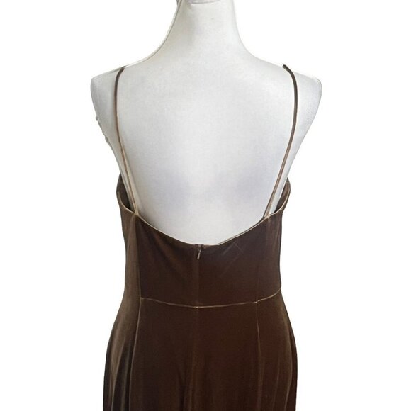 SOLD: Amsale Nouvelle Sana Bronze Velvet Bridesmaid Dress Long Gown Size 8 - Picture 8 of 14